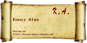 Koncz Alex névjegykártya